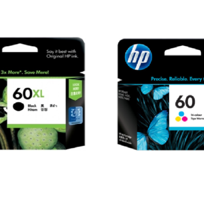 2 Pack HP 60XL Black + 60 Tri Colour Genuine Inkjet Cartridge [1BK,1CL]
