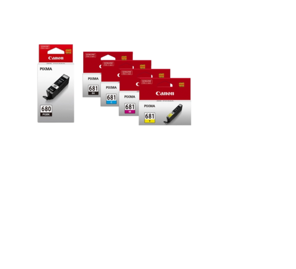 5 Pack Canon PGI-680 & CLI-681 Genuine Inkjet Cartridges Combo [1BK,1PBK,1C,1M,1Y]
