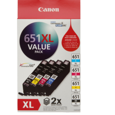 Canon CLI-651XLVP Genuine Inkjet Cartridges [1PBK,1C,1M,1Y]