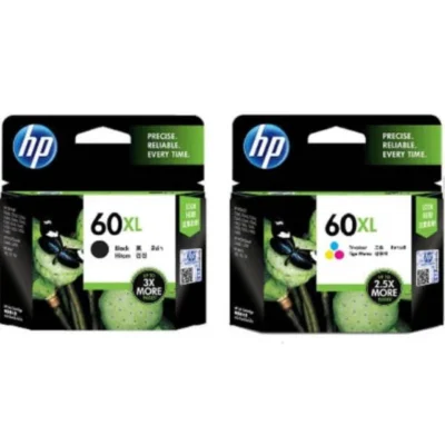 3 Pack HP 60XL Black + 60XL Tri Colour Genuine Inkjet Cartridge [2BK, 1CL]