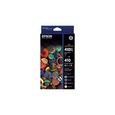 5 Pack Epson 410XL Black + Standard Colours Genuine Inkjet Cartridges [1BK,1PBK,1C,1M,1Y]