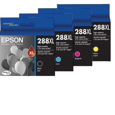 4 Pack Epson 288XL Genuine High Yield Inkjet Cartridges Combo [1BK,1C,1M,1Y]
