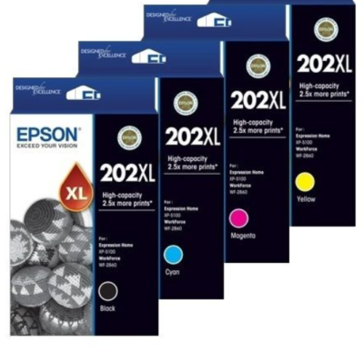 4 Pack Genuine Epson 202XL High Yield Ink Combo [1BK,1C,1M,1Y]