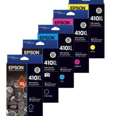 5 Pack Epson 410XL Genuine High Yield Inkjet Cartridges [1BK,1PBK,1C,1M,1Y]