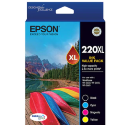 Epson 220XL Genuine High Capacity Ink Value Pack [1BK,1C,1M,1Y]