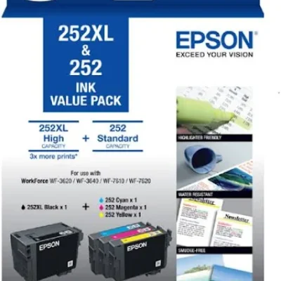 Epson 252XL Black and 252 Colour Ink Cartridges Value Pack