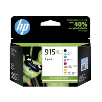 HP 915XL Genuine Value Pack Original 4-Ink High Yield Cartridges