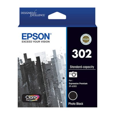 Epson 302 Genuine Photo Black Ink Cartridge Original – 2150 Pages