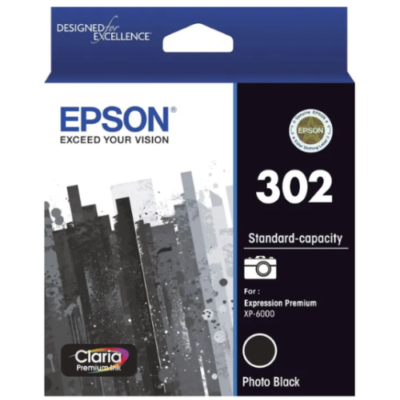 Epson 302 Genuine Photo Black Ink Cartridge Original – 2150 Pages