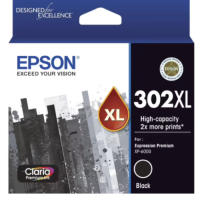 Epson 302XL Genuine Black Ink Cartridge Original – 550 Pages