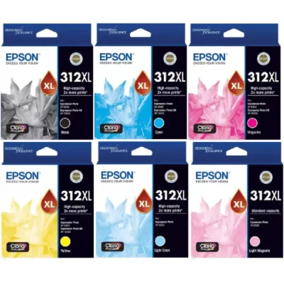 Epson 312XL Genuine High Yield Inkjet Cartridge Value Pack [1BK,1C,1M,1Y,1LC,1LM]