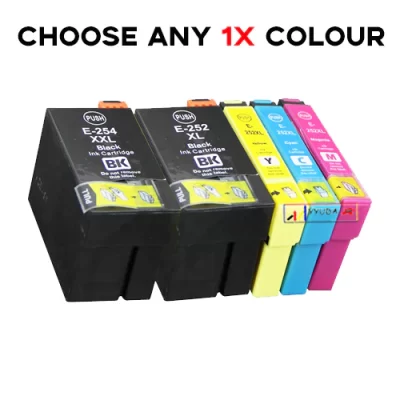 Choose Any 1 x Compatible Epson 254XL Black / 252XL Colour Ink Cartridges C13T254192, C13T253192 – C13T253492