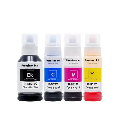 4 x Compatible Epson T502 / E502 EcoTank Ink Bottle C13T03K192 – C13T03K492 (1BK 1C 1M 1Y)