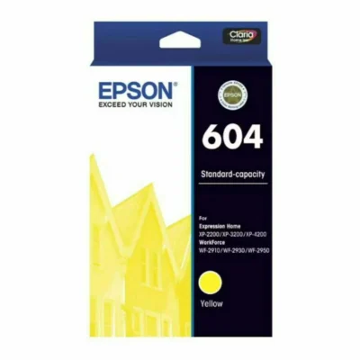 1 x Genuine Epson 604 Yellow Ink Cartridge C13T10G492 – 130 Pages