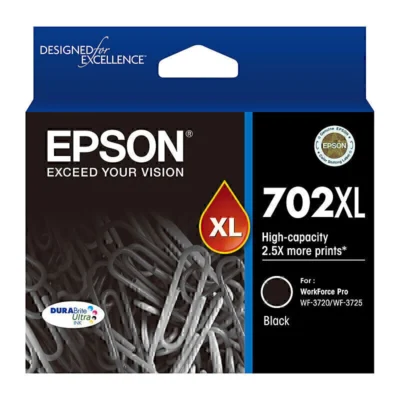 1 x Genuine Epson 702XL High Yield Black Ink Cartridge C13T345192 – 1,100 Pages