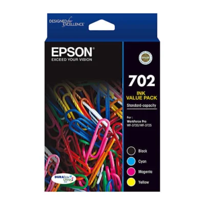 1 x Genuine Epson 702 Value Pack 4 Colour Ink Cartridge C13T344692 (1BK 1C 1M 1Y)