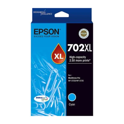 1 x Genuine Epson 702XL High Yield Cyan Ink Cartridge C13T345292 – 950 Pages