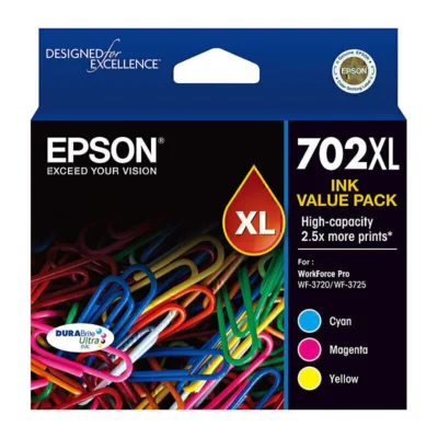 1 x Genuine Epson 702XL CMY Value Pack 3 Colour Ink Cartridge C13T345592 (1C 1M 1Y)