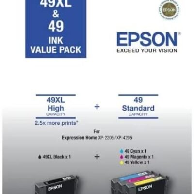 EPSON 49XL GENUINE BLACK HIGH CAPICITY & 3 STANDARD COLOUR VALUE PACK INK CARTRIDGE | Fast Shipping Australia | INKCART EXPRESS