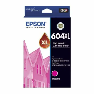 1 x Epson 604XL Genuine Magenta Ink Cartridge C13T10H392 – 350 Pages