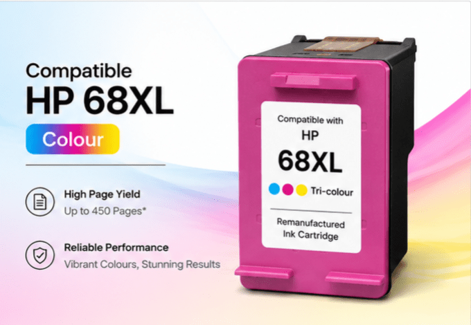 Compatible HP 68XL Tri-Colour Ink Cartridge – High Yield 450 Pages